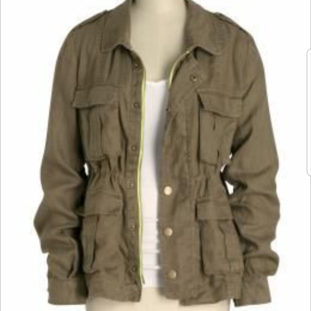 Free People Linen Military Shirt Jacket